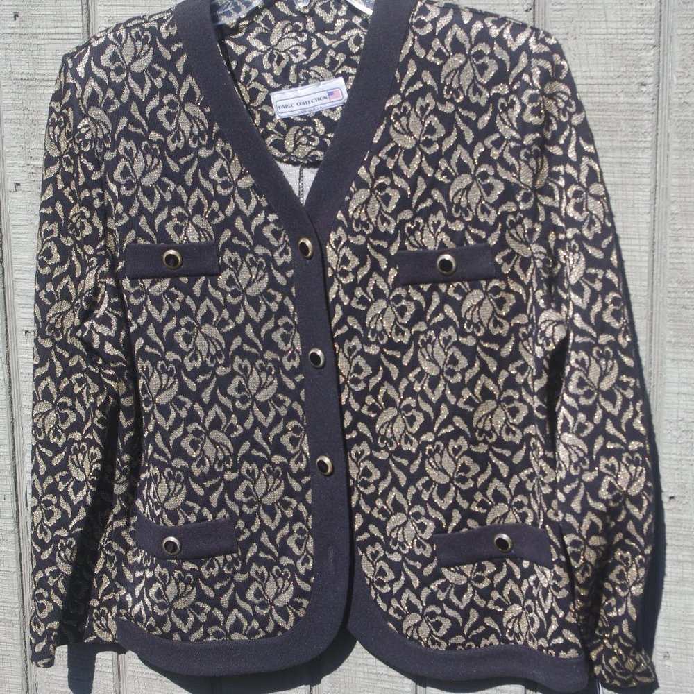 NEW VINTAGE PABLO COLLECTION  BLACK AND GOLD JACKET- SIZE 10